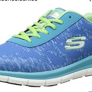 Women’s SkechersVibrant Blue and Lime Sneakers like new size 9.